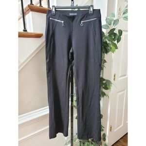 INC International Concepts Women Black Rayon Pockets Straight Leg Pants Size 10